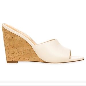 Veronica Beard Dali Leather Wedge Sandal Size 9 Cork Heel White Leather